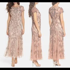 🍾Pisarro Nights Beaded Mesh Gown (Light Blush)🍾